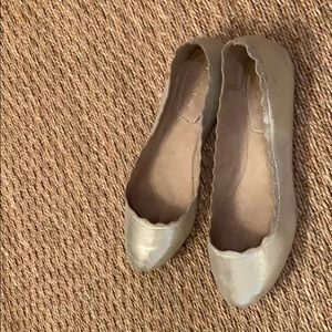 Metallic Shimmer Scalloped Flats